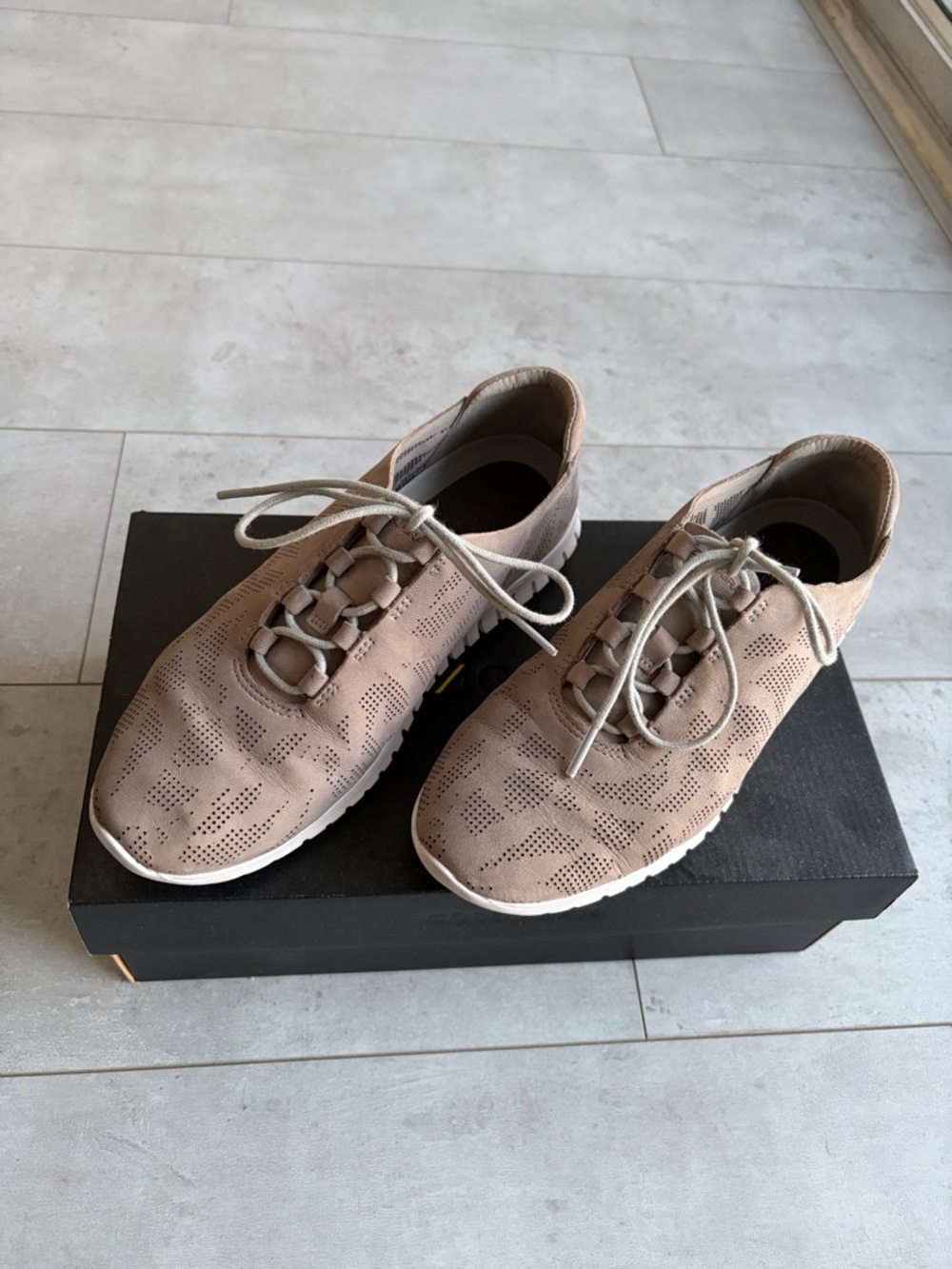 Cole Haan Men's Taupe Perforated ZERØGRAND Sneakers with White Soles